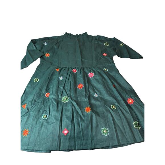 NWT Sz 18 Gorman x Tara Whalley Mirror Green 100% Linen Dress Plus Summer - Picture 4 of 13